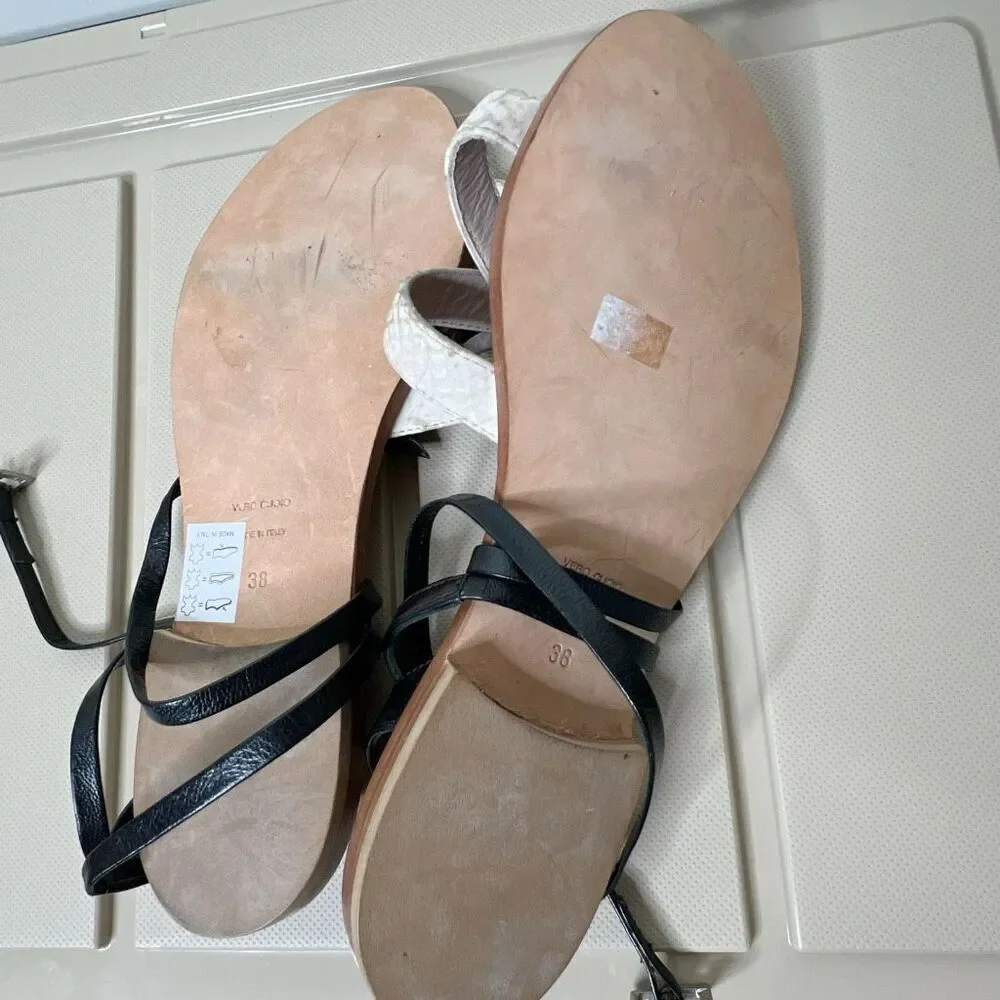 Cornetti Revolve Snakeskin Ankle Wrap Sandals Size 38 Leather